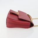 PRADA Chain Shoulder Bag Safiano Leather Red Gold Auth 189736-5