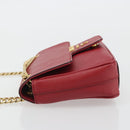 PRADA Chain Shoulder Bag Safiano Leather Red Gold Auth 189736-6