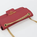 PRADA Chain Shoulder Bag Safiano Leather Red Gold Auth 189736-14