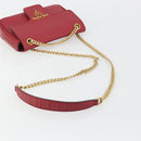 PRADA Chain Shoulder Bag Safiano Leather Red Gold Auth 189736-8