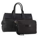 Salvatore Ferragamo Hand Bag Leather 2 Set Black Brown Auth 189737-1