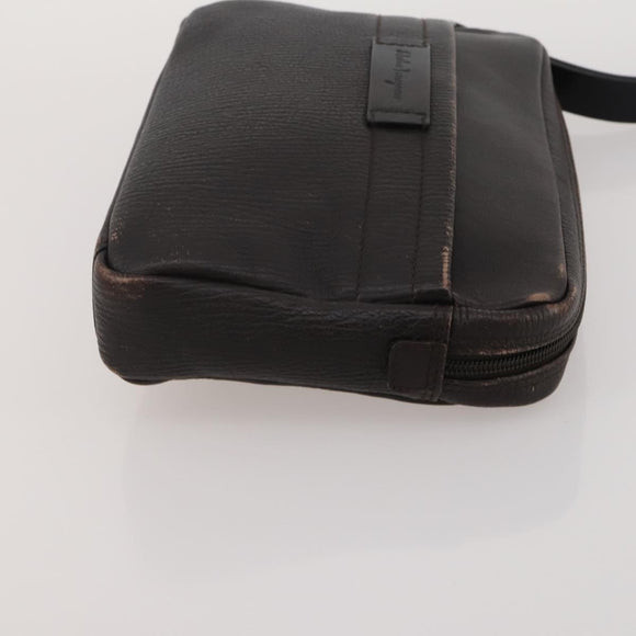 Salvatore Ferragamo Hand Bag Leather 2 Set Black Brown Auth 189737