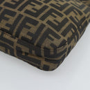 FENDI Zucca Canvas Mamma Baguette Shoulder Bag Black Brown Auth 189740V-8