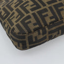 FENDI Zucca Canvas Mamma Baguette Shoulder Bag Black Brown Auth 189740V-15