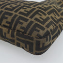 FENDI Zucca Canvas Mamma Baguette Shoulder Bag Black Brown Auth 189740V-16
