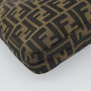 FENDI Zucca Canvas Mamma Baguette Shoulder Bag Black Brown Auth 189740V-17