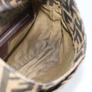 FENDI Zucca Canvas Mamma Baguette Shoulder Bag Black Brown Auth 189740V-19