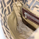 FENDI Zucca Canvas Mamma Baguette Shoulder Bag Black Brown Auth 189740V-20