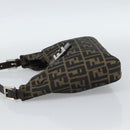 FENDI Zucca Canvas Mamma Baguette Shoulder Bag Black Brown Auth 189740V-3