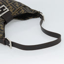 FENDI Zucca Canvas Mamma Baguette Shoulder Bag Black Brown Auth 189740V-7