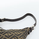 FENDI Zucca Canvas Mamma Baguette Shoulder Bag Black Brown Auth 189740V-14