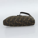 FENDI Zucca Canvas Mamma Baguette Shoulder Bag Black Brown Auth 189740V-5