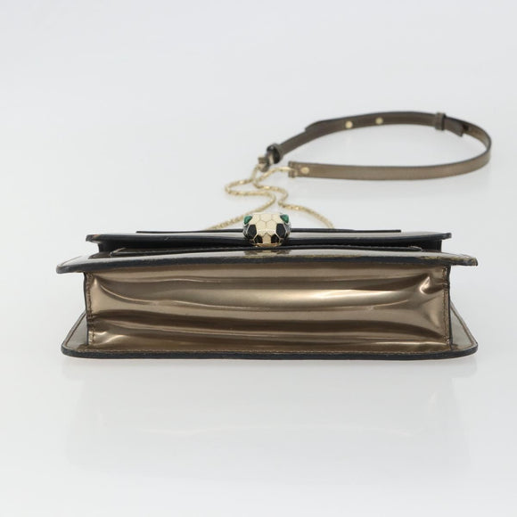 BVLGARI Serpenti Shoulder Bag Leather Gold Auth 189741A