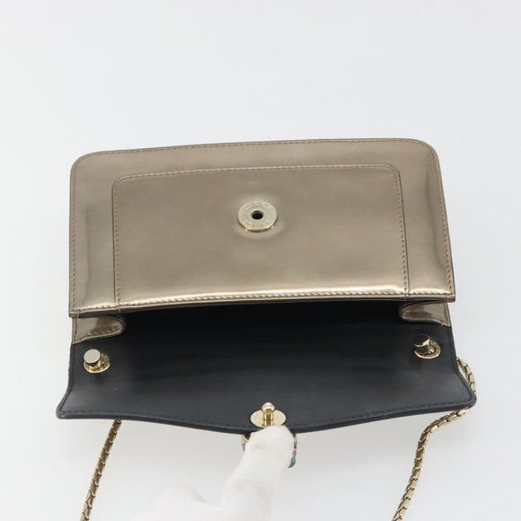 BVLGARI Serpenti Shoulder Bag Leather Gold Auth 189741A