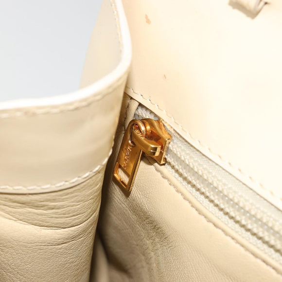 LOEWE Hand Bag Leather 2way Ivory Gold Auth 189745A