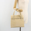 LOEWE Hand Bag Leather 2way Ivory Gold Auth 189745A-25