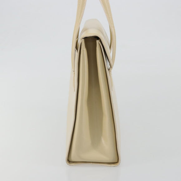 LOEWE Hand Bag Leather 2way Ivory Gold Auth 189745A