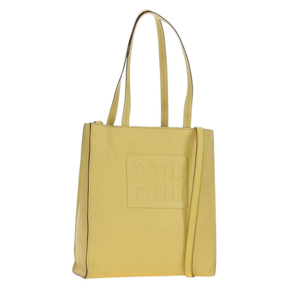 Miu Miu Tote Bag Leather 2way Yellow Gold Auth 189749M