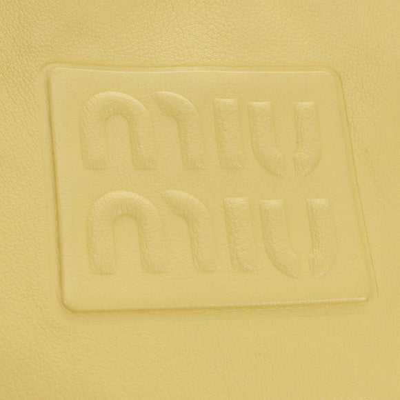 Miu Miu Tote Bag Leather 2way Yellow Gold Auth 189749M