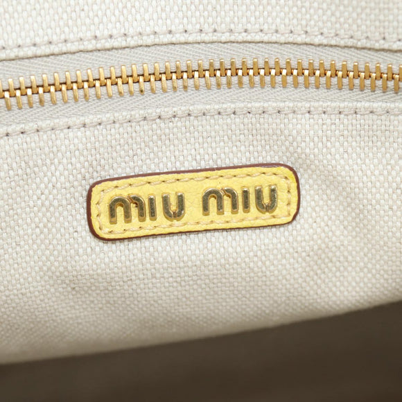 Miu Miu Tote Bag Leather 2way Yellow Gold Auth 189749M
