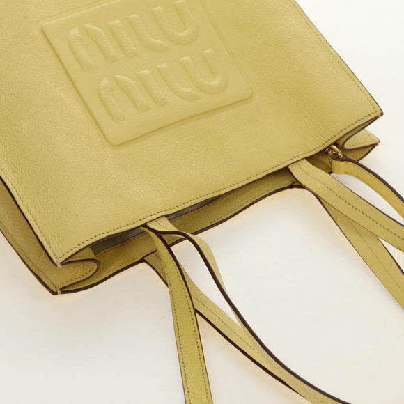 Miu Miu Tote Bag Leather 2way Yellow Gold Auth 189749M