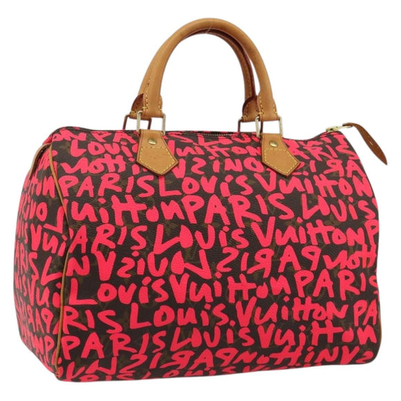 LOUIS VUITTON Monogram Graffiti Speedy 30 Hand Bag Pink M93704 LV Auth 189751SAM