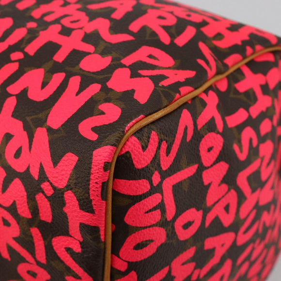LOUIS VUITTON Monogram Graffiti Speedy 30 Hand Bag Pink M93704 LV Auth 189751SAM