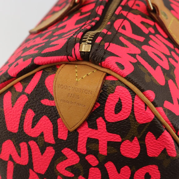 LOUIS VUITTON Monogram Graffiti Speedy 30 Hand Bag Pink M93704 LV Auth 189751SAM