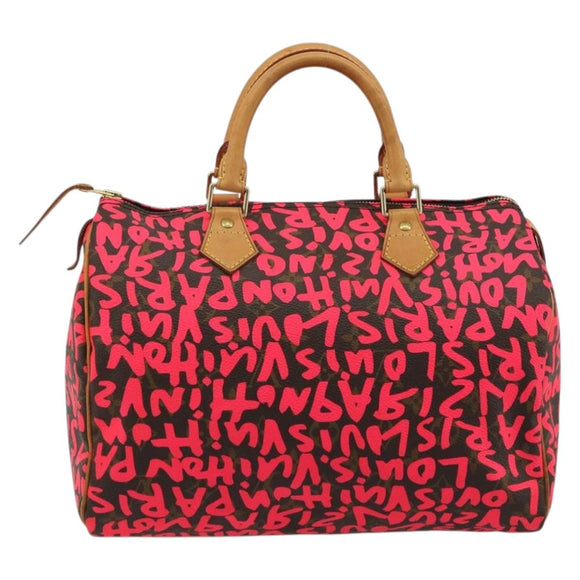 LOUIS VUITTON Monogram Graffiti Speedy 30 Hand Bag Pink M93704 LV Auth 189751SAM