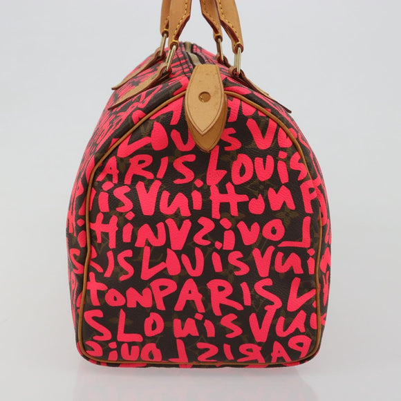 LOUIS VUITTON Monogram Graffiti Speedy 30 Hand Bag Pink M93704 LV Auth 189751SAM