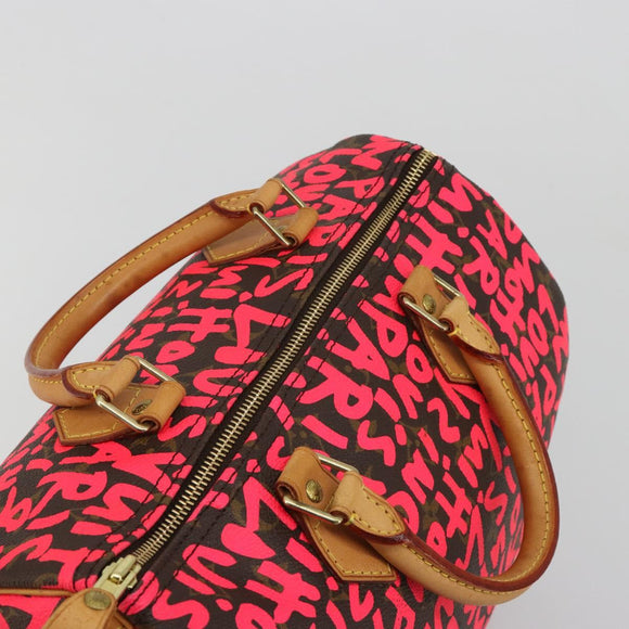 LOUIS VUITTON Monogram Graffiti Speedy 30 Hand Bag Pink M93704 LV Auth 189751SAM