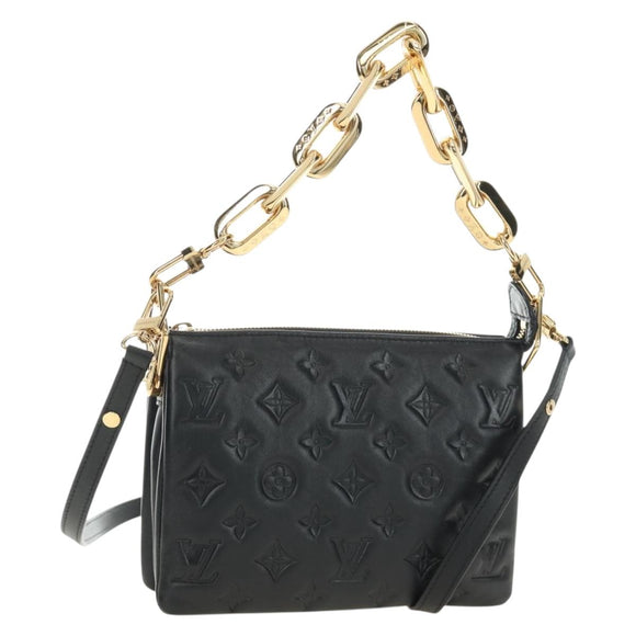 LOUIS VUITTON Monogram Emboss Kussan BB Bag Black M21259 LV Auth 189752SV