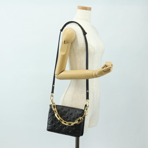 LOUIS VUITTON Monogram Emboss Kussan BB Bag Black M21259 LV Auth 189752SV