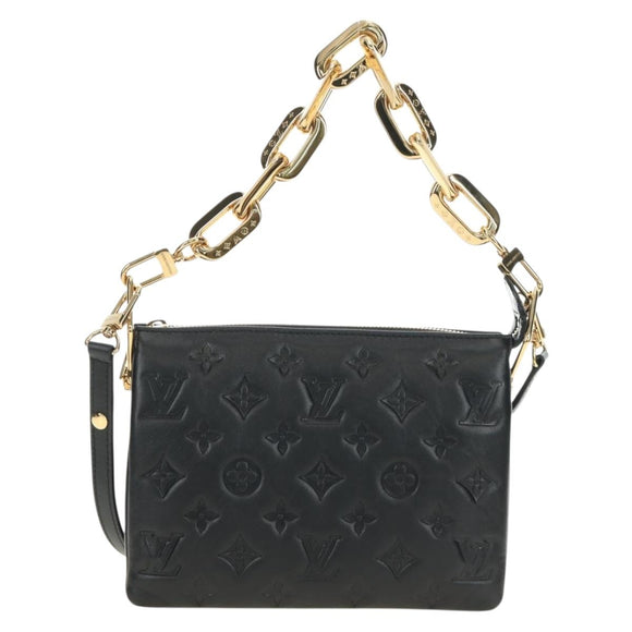 LOUIS VUITTON Monogram Emboss Kussan BB Bag Black M21259 LV Auth 189752SV
