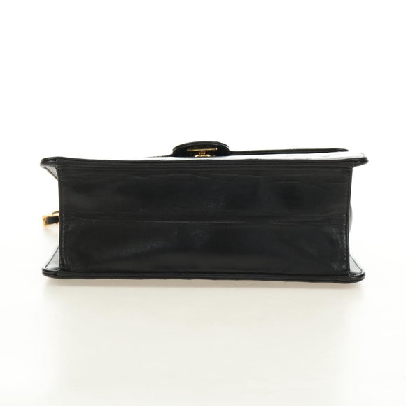 CHANEL Matelasse Chain Shoulder Bag Lamb Skin Black Gold CC Auth 189753V