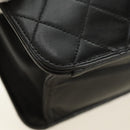 CHANEL Matelasse Chain Shoulder Bag Lamb Skin Black Gold CC Auth 189753V-16