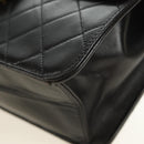 CHANEL Matelasse Chain Shoulder Bag Lamb Skin Black Gold CC Auth 189753V-17