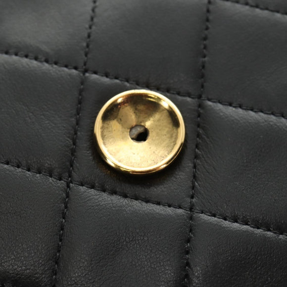 CHANEL Matelasse Chain Shoulder Bag Lamb Skin Black Gold CC Auth 189753V