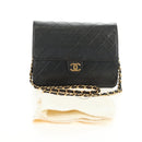 CHANEL Matelasse Chain Shoulder Bag Lamb Skin Black Gold CC Auth 189753V-12
