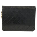CHANEL Matelasse Chain Shoulder Bag Lamb Skin Black Gold CC Auth 189753V-2