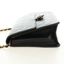 CHANEL Matelasse Chain Shoulder Bag Lamb Skin Black Gold CC Auth 189753V-3