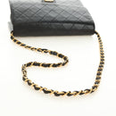 CHANEL Matelasse Chain Shoulder Bag Lamb Skin Black Gold CC Auth 189753V-6