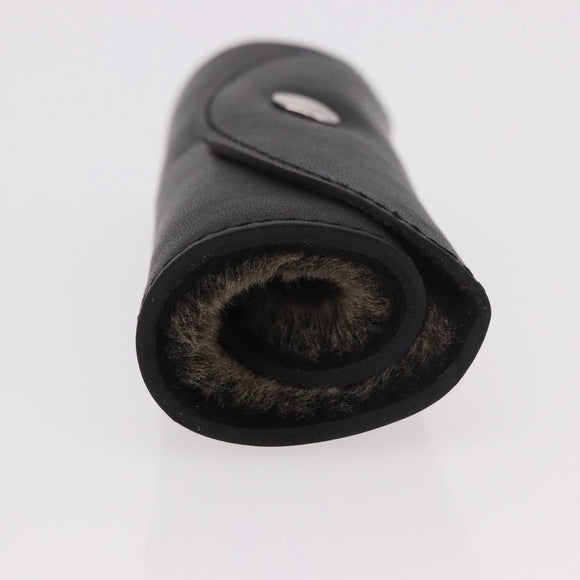 HERMES Shoes Polisher Leather Black Silver Auth 189758M