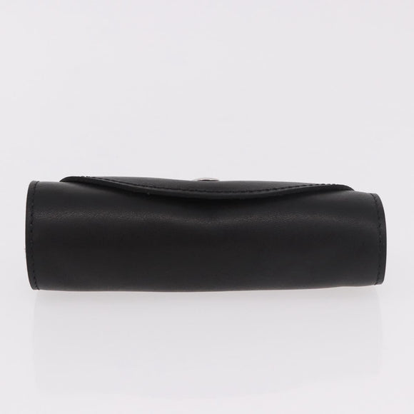 HERMES Shoes Polisher Leather Black Silver Auth 189758M