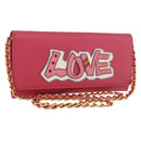 PRADA Chain Shoulder Wallet Safiano leather Pink Gold Auth 189760-1