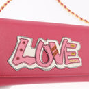 PRADA Chain Shoulder Wallet Safiano leather Pink Gold Auth 189760-18