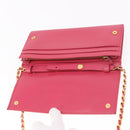 PRADA Chain Shoulder Wallet Safiano leather Pink Gold Auth 189760-9