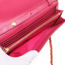 PRADA Chain Shoulder Wallet Safiano leather Pink Gold Auth 189760-10