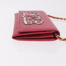 PRADA Chain Shoulder Wallet Safiano leather Pink Gold Auth 189760-3
