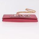 PRADA Chain Shoulder Wallet Safiano leather Pink Gold Auth 189760-5